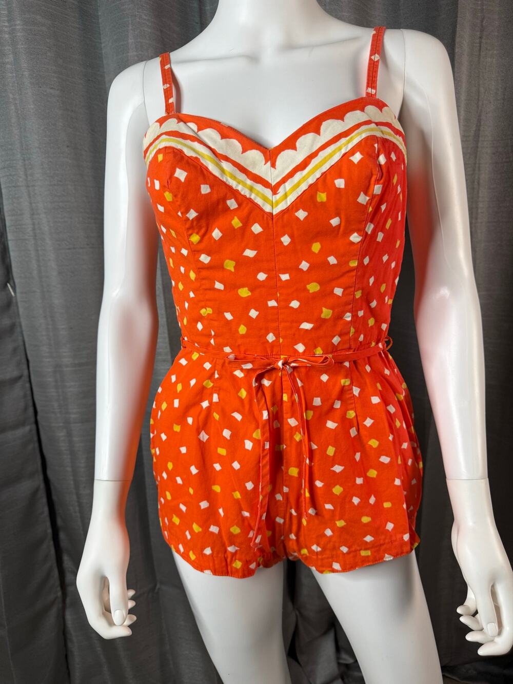 Vintage Orange Novelty Print Swimsuit by Alex Sz S